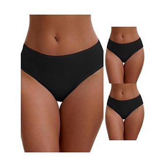 3 Packs Women's Cotton Mid-Waisted Briefs Full Coverage Comfortable Classic Underwears