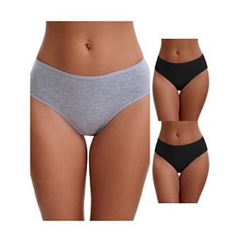 3 Packs Women's Cotton Mid-Waisted Briefs Full Coverage Comfortable Classic Underwears