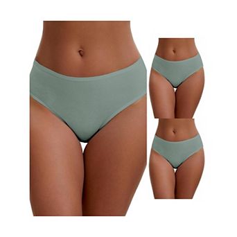 3 Packs Women's Cotton Mid-Waisted Briefs Full Coverage Comfortable Classic Underwears