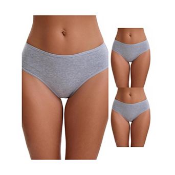 3 Packs Women's Cotton Mid-Waisted Briefs Full Coverage Comfortable Classic Underwears