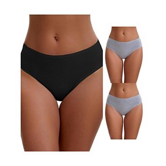3 Packs Women's Cotton Mid-Waisted Briefs Full Coverage Comfortable Classic Underwears