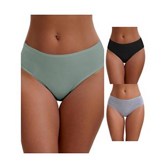 3 Packs Women's Cotton Mid-Waisted Briefs Full Coverage Comfortable Classic Underwears