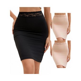 3 Packs Anti-Static Half Slips for Women Soft Underskirt with Floral Lace Waistband