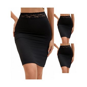 3 Packs Anti-Static Half Slips for Women Soft Underskirt with Floral Lace Waistband