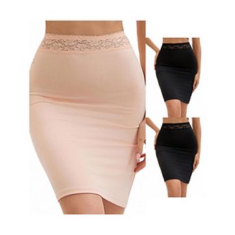 3 Packs Anti-Static Half Slips for Women Soft Underskirt with Floral Lace Waistband