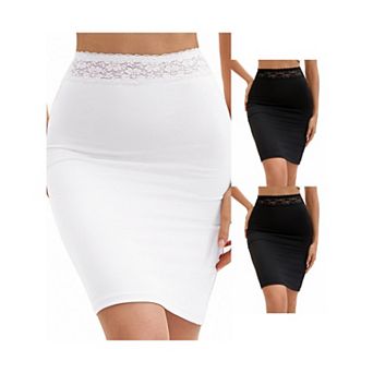 3 Packs Anti-Static Half Slips for Women Soft Underskirt with Floral Lace Waistband