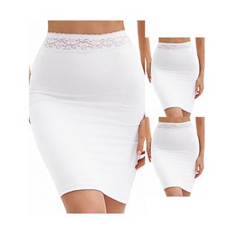 3 Packs Anti-Static Half Slips for Women Soft Underskirt with Floral Lace Waistband