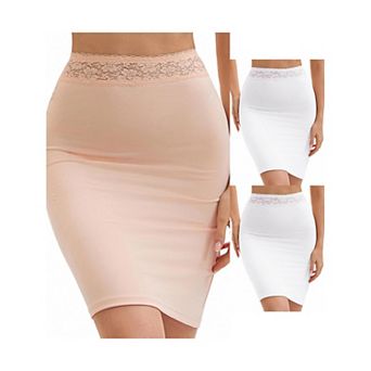 3 Packs Anti-Static Half Slips for Women Soft Underskirt with Floral Lace Waistband