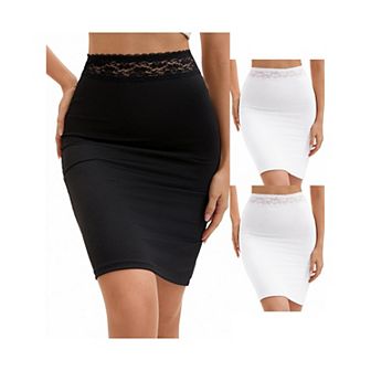 3 Packs Anti-Static Half Slips for Women Soft Underskirt with Floral Lace Waistband