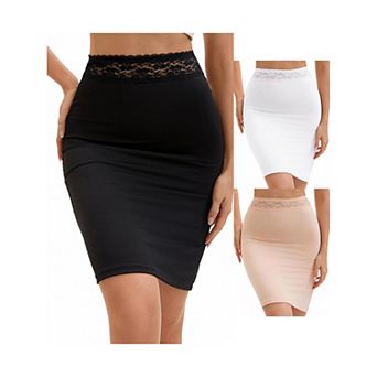 3 Packs Anti-Static Half Slips for Women Soft Underskirt with Floral Lace Waistband