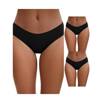 3 Packs 3 Layers Leak Proof Briefs for Women's Cotton Mid-Waisted Elastic Waistband Underwear