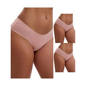 3 Packs 3 Layers Leak Proof Briefs for Women's Cotton Mid-Waisted Elastic Waistband Underwear