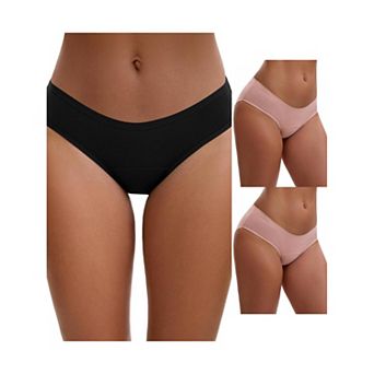 3 Packs 3 Layers Leak Proof Briefs for Women's Cotton Mid-Waisted Elastic Waistband Underwear