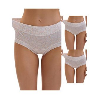 3 Packs Women's Cotton Floral Printed Underwear High Waisted Full Coverage Tummy Control Briefs