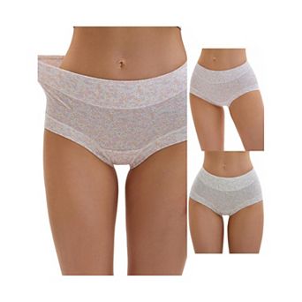 3 Packs Women's Cotton Floral Printed Underwear High Waisted Full Coverage Tummy Control Briefs