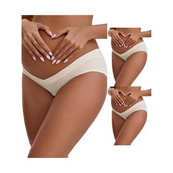 3 Packs Women's Cotton Low Waist Under the Bump Maternity Briefs Pregnancy Classic Underwears
