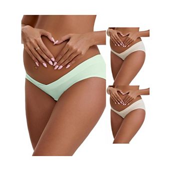 3 Packs Women's Cotton Low Waist Under the Bump Maternity Briefs Pregnancy Classic Underwears