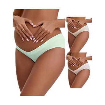 3 Packs Women's Cotton Low Waist Under the Bump Maternity Briefs Pregnancy Classic Underwears