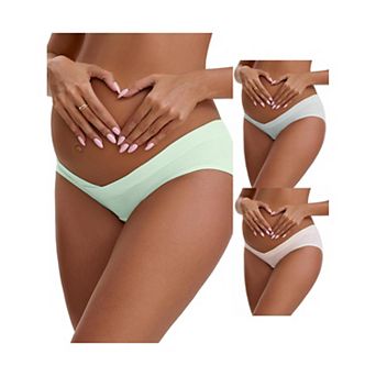 3 Packs Women's Cotton Low Waist Under the Bump Maternity Briefs Pregnancy Classic Underwears