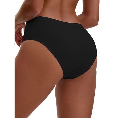3 Packs Women's Cotton High Waist Bright Trim Briefs Elastic Waistband Breathable Classic Underwears