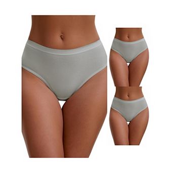 3 Packs Women's Cotton High Waist Bright Trim Briefs Elastic Waistband Breathable Classic Underwears
