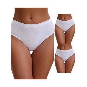 3 Packs Women's Cotton High Waist Bright Trim Briefs Elastic Waistband Breathable Classic Underwears