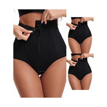 3 Packs Women's Hook Zipper Front Closure Slimming Waist Hip Lifter Control Panties Briefs
