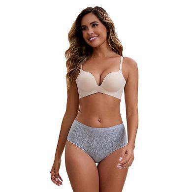 3 Packs Women's Cotton High Waist Briefs Tummy Control Breathable Underwears