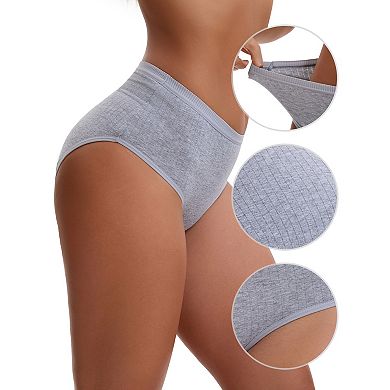 3 Packs Women's Cotton High Waist Briefs Tummy Control Breathable Underwears