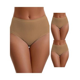 3 Packs Women's Cotton High Waist Briefs Tummy Control Breathable Underwears