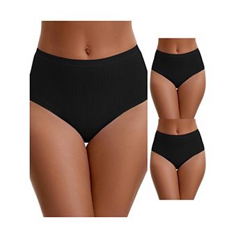 3 Packs Women's Cotton High Waist Briefs Tummy Control Breathable Underwears