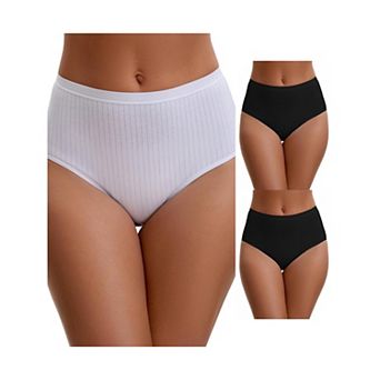 3 Packs Women's Cotton High Waist Briefs Tummy Control Breathable Underwears
