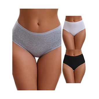 3 Packs Women's Cotton High Waist Briefs Tummy Control Breathable Underwears