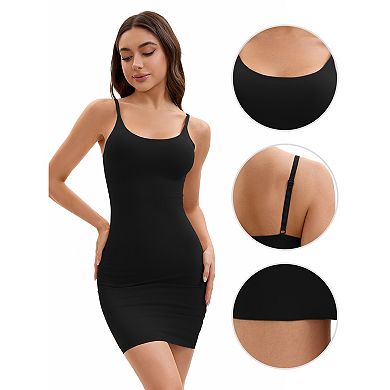 3 Packs Women's Adjustable Spaghetti Strap Cami Full Slips Tummy Control Under Dress Nightwear
