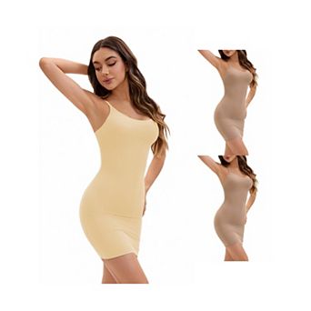 3 Packs Women's Adjustable Spaghetti Strap Cami Full Slips Tummy Control Under Dress Nightwear