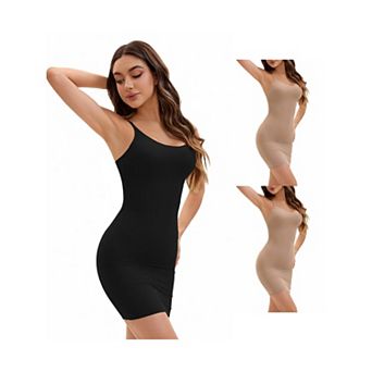 3 Packs Women's Adjustable Spaghetti Strap Cami Full Slips Tummy Control Under Dress Nightwear