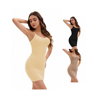 3 Packs Women's Adjustable Spaghetti Strap Cami Full Slips Tummy Control Under Dress Nightwear