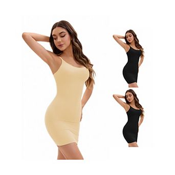 3 Packs Women's Adjustable Spaghetti Strap Cami Full Slips Tummy Control Under Dress Nightwear