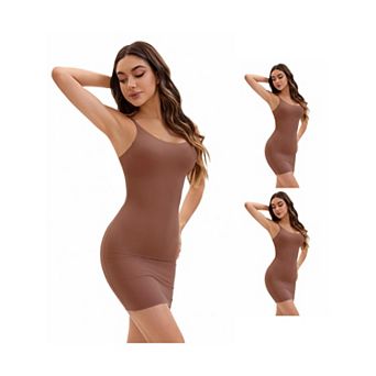 3 Packs Women's Adjustable Spaghetti Strap Cami Full Slips Tummy Control Under Dress Nightwear