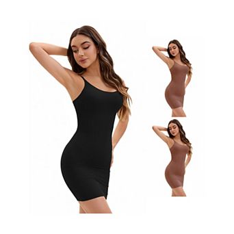 3 Packs Women's Adjustable Spaghetti Strap Cami Full Slips Tummy Control Under Dress Nightwear
