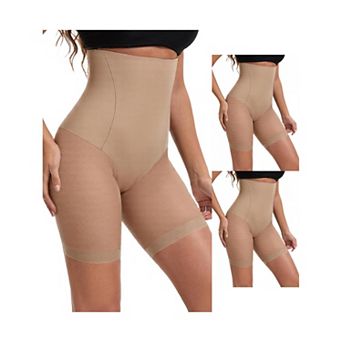 3 Packs Women's Mesh High Waist Tummy Control Thigh Slimmers Slip Shorts for Under Dresses Shapewear