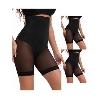 3 Packs Women's Mesh High Waist Tummy Control Thigh Slimmers Slip Shorts for Under Dresses Shapewear