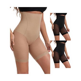 3 Packs Women's Mesh High Waist Tummy Control Thigh Slimmers Slip Shorts for Under Dresses Shapewear
