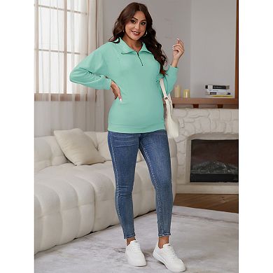 Women's Nursing Maternity Zipper Shirt Pregnancy Long Sleeve Pullover Top Breastfeeding Sweatshirt