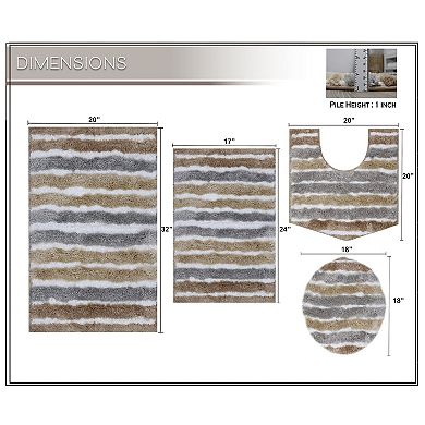 Bathroom Rugs, Soft Microfiber Bath Mats Set, Absorbent & Quick Drying, Non-Slip Backing, Washable