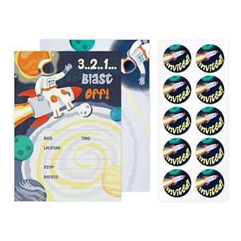 Rileys & Co Space Birthday Invitations 50 pk Cards Stickers