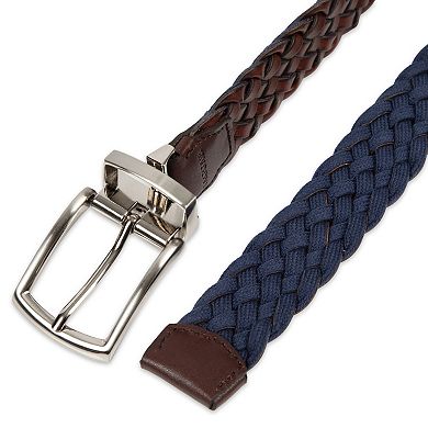 Men's Haggar 2-in-1 Reversible Premium Stretch Comfort Leather to Web Braided Belt