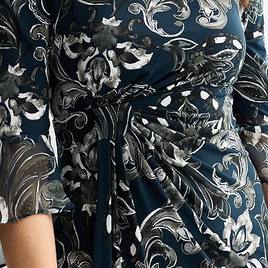 Women's Connected Apparel Printed Side Drape Dress