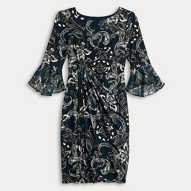 Women's Connected Apparel Printed Side Drape Dress