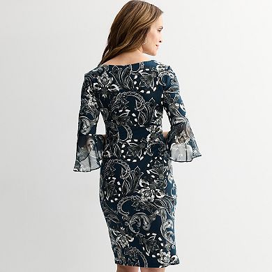 Women's Connected Apparel Printed Side Drape Dress